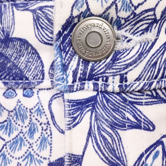 Vineyard Vines Jeans Womens 2 White Blue Floral Stretch Denim Crop Skinny Cordia - Picture 6 of 11